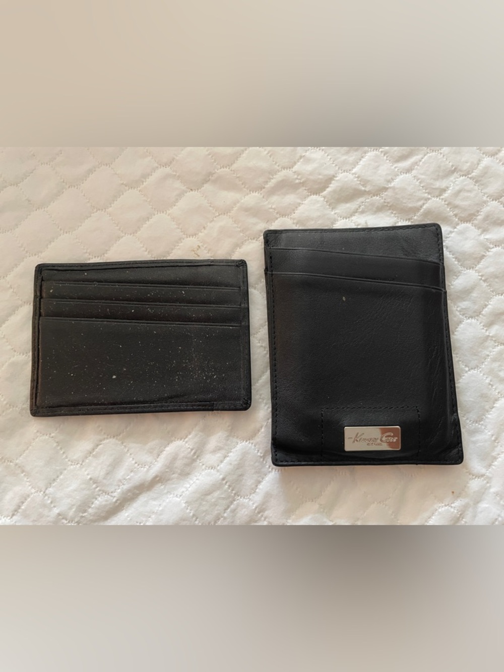Kenneth Cole Black Leather Card Holder and Wallet Set